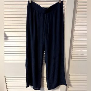 Apt. 9 navy blue, wide-leg linen pants.